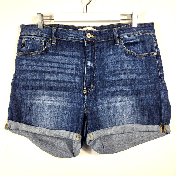 KanCan Pants - KanCan Shorts Denim Shorts Size 2XL Roll Cuff Med Wash Distressed Festival